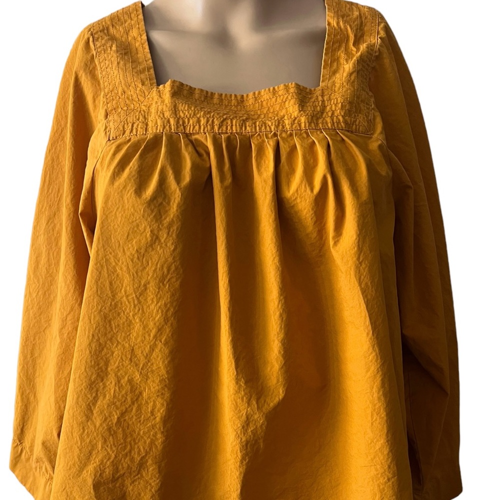 Madewell Mustard Yellow Square Neck Peasant Top